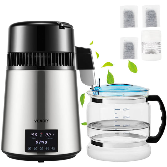 4L Water Distiller 1,5L/H Destillerat Vatten Maker Timing Dual-Temp Silver