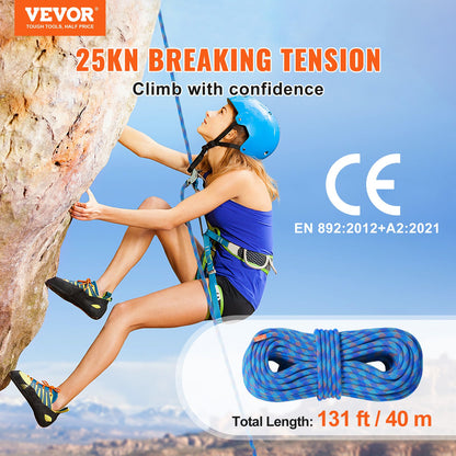 10,2 mm dynamisches Kletterseil, 40 m (131 Fuß), Outdoor-Kletterseil, Blau