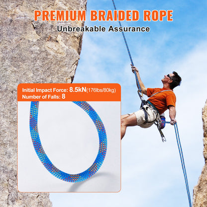 10.2mm Dynamic Climbing Rope 50M (164ft) Outdoor Climbing Rope Blue