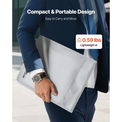 Brandsäker dokumentväska, 1200 ℉ Värmeisolerad brandsäker och vattentät väska med slät dragkedja, bärbar filförvaringsorganisatör för hemmakontor, resor, för pass, viktiga dokument, filer |  EU