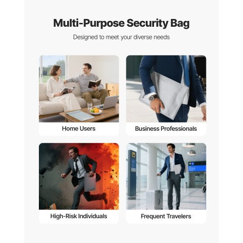 Brandsäker dokumentväska, 1200 ℉ Värmeisolerad brandsäker och vattentät väska med slät dragkedja, bärbar filförvaringsorganisatör för hemmakontor, resor, för pass, viktiga dokument, filer |  EU