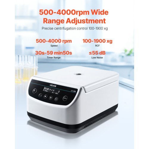 Centrifugmaskin 2/5/10/15 ml Hastighet 500-4000 rpm med 1 rotor och timer