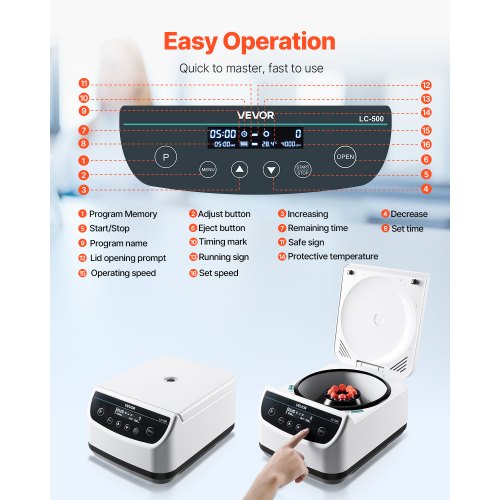 Centrifugmaskin 2/5/10/15 ml Hastighet 500-4000 rpm med 1 rotor och timer