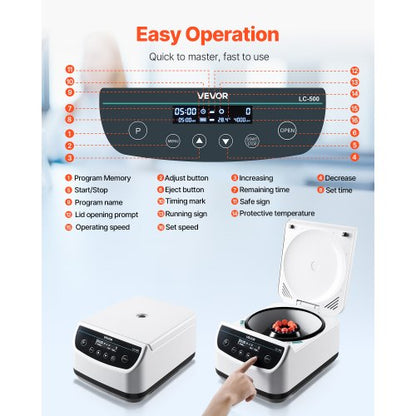 Centrifugmaskin 2/5/10/15 ml Hastighet 500-4000 rpm med 1 rotor och timer