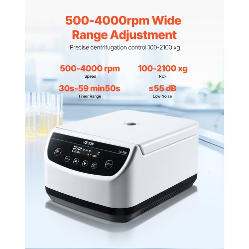 Centrifugmaskin 2/5/10/15/50 ml Hastighet 500-4000 rpm med 1 rotor och timer