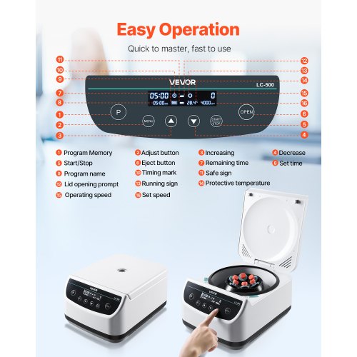 Centrifugmaskin 2/5/10/15/50 ml Hastighet 500-4000 rpm med 1 rotor och timer