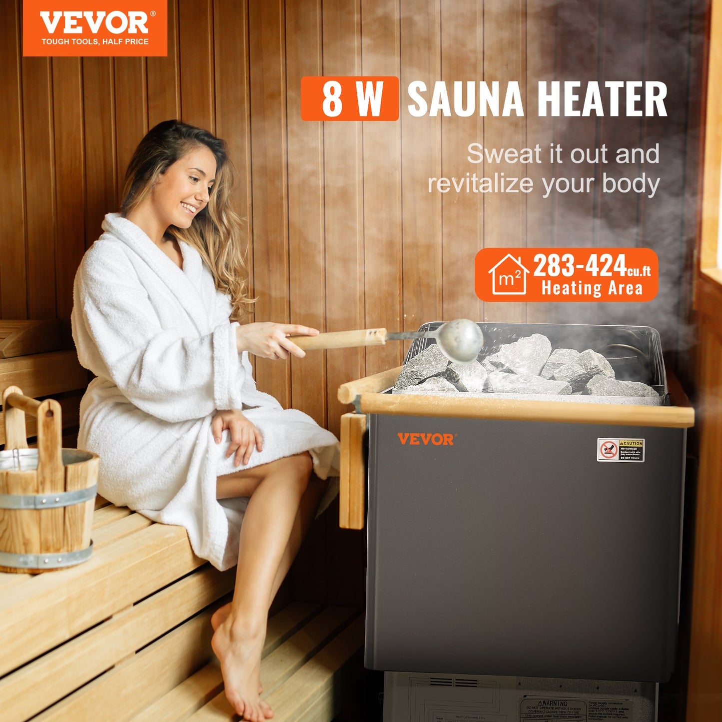 8KW Elektrisk Bastuvärmare Spis Digital Controller för 8-12 m³ Home Spa