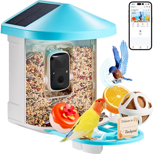 Smart Bird Feeder med kamera AI Identifiera 10 000+ fågelarter Soldriven