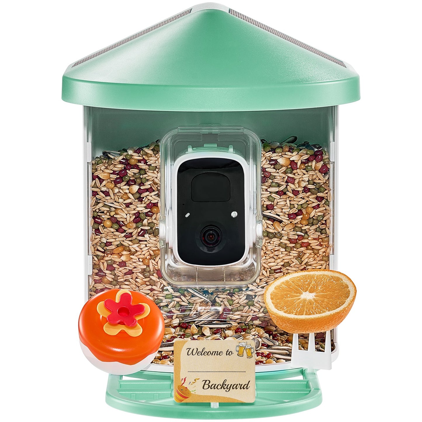 Smart Bird Feeder med kamera 2K HD AI Identifiera fågelarter Soldriven