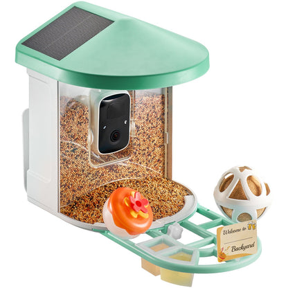 Smart Bird Feeder med kamera 2K HD AI Identifiera fågelarter Soldriven