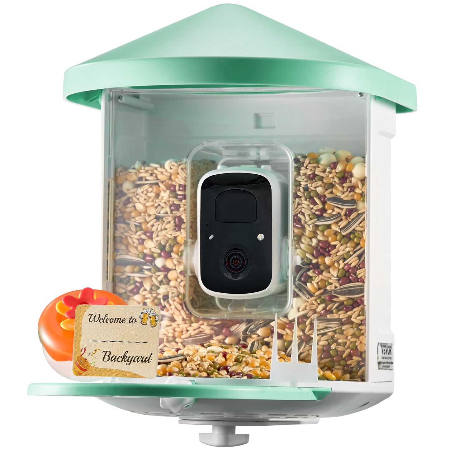 Smart Bird Feeder med kamera 2K HD AI Identifiera fågelarter Soldriven