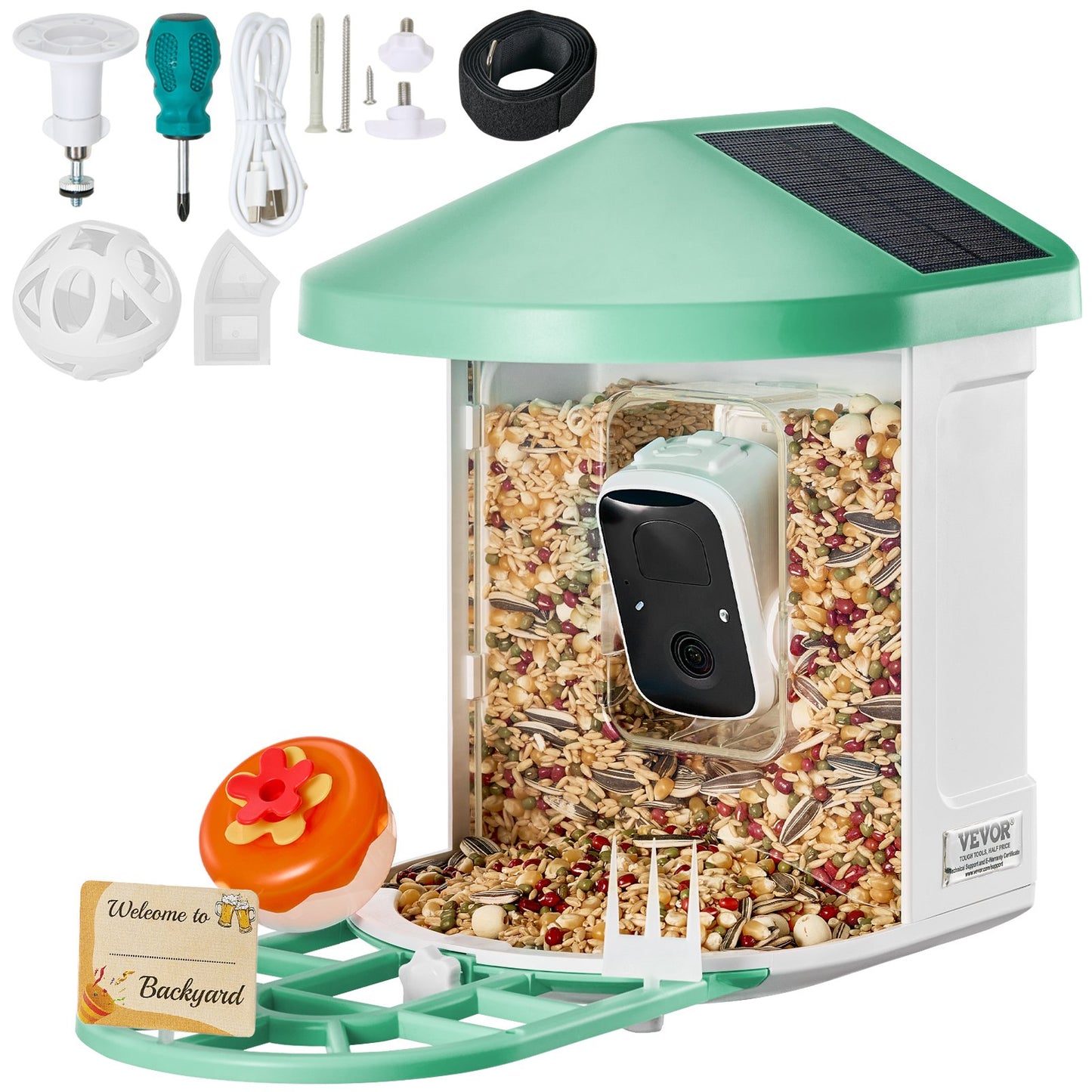 Smart Bird Feeder med kamera 2K HD AI Identifiera fågelarter Soldriven