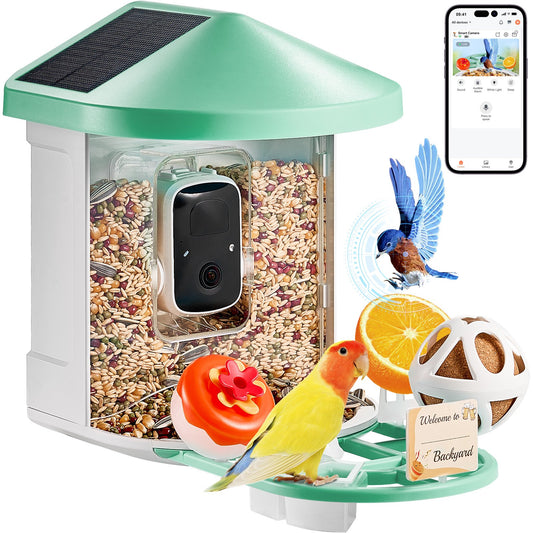 Smart Bird Feeder med kamera AI Identifiera 10 000+ fågelarter Soldriven