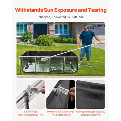 Canvas Fish Pond Above Ground Koi Aquarium 470 Gallon with Transparent Panel