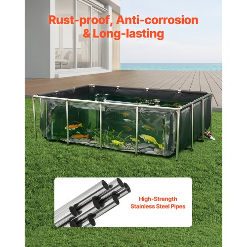 Canvas Fish Pond Above Ground Koi Aquarium 470 Gallon with Transparent Panel