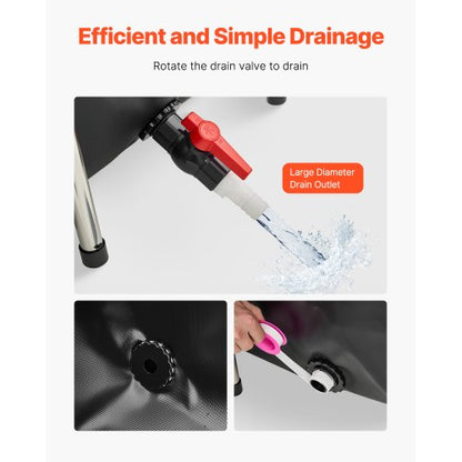 Canvas Fish Pond Above Ground Koi Aquarium 470 Gallon with Transparent Panel