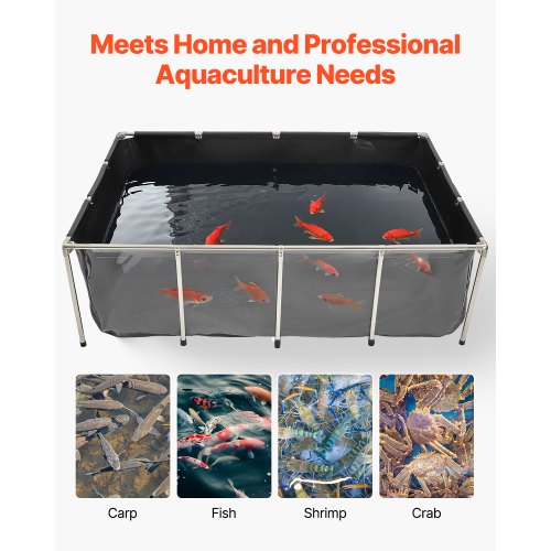Canvas Fish Pond Above Ground Koi Aquarium 470 Gallon with Transparent Panel