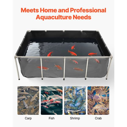 Canvas Fish Pond Above Ground Koi Aquarium 470 Gallon with Transparent Panel