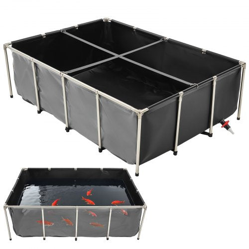 Canvas Fish Pond Above Ground Koi Aquarium 470 Gallon with Transparent Panel