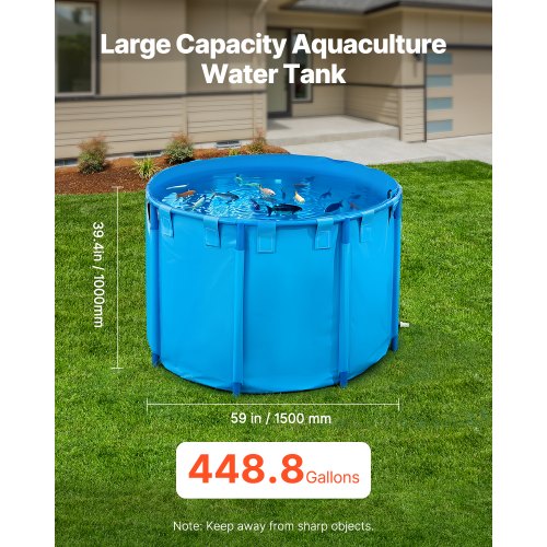 Canvas Fish Pond Upland Fish Aquarium 448.8 Gallon Round Koi Pond (Blue)