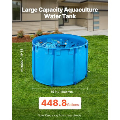 Canvas Fish Pond Upland Fish Aquarium 448.8 Gallon Round Koi Pond (Blue)