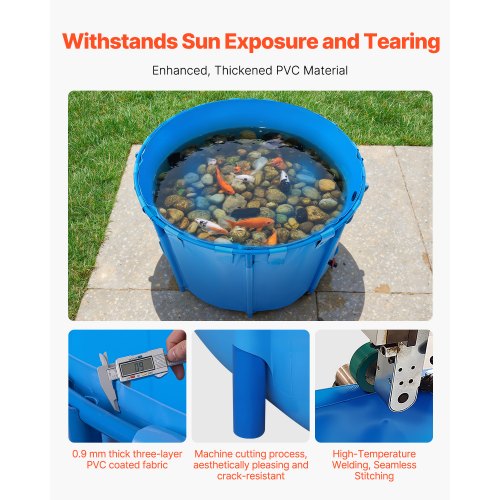 Canvas Fish Pond Upland Fish Aquarium 448.8 Gallon Round Koi Pond (Blue)