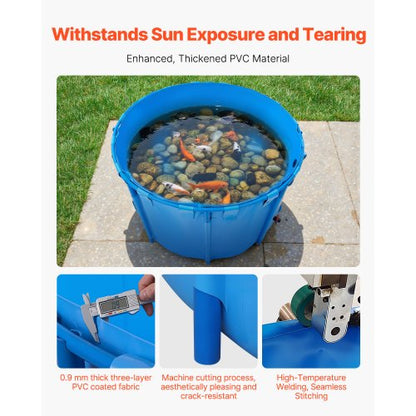 Canvas Fish Pond Upland Fish Aquarium 448.8 Gallon Round Koi Pond (Blue)