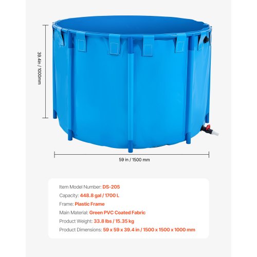 Canvas Fish Pond Upland Fish Aquarium 448.8 Gallon Round Koi Pond (Blue)