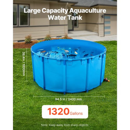 Canvas Fish Pond Upland Fish Aquarium 1320 Gallon Round Koi Pond (Blue)