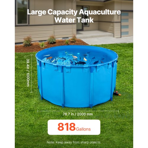 Canvas Fish Pond Upland Fish Aquarium 818 Gallon Round Koi Pond (Blue)