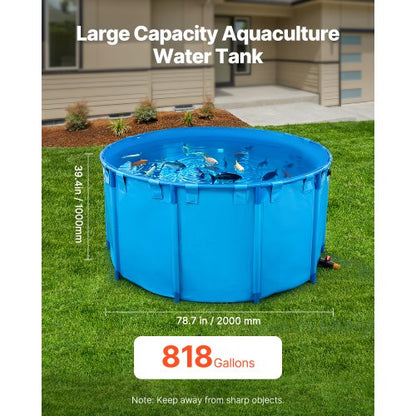 Canvas Fish Pond Upland Fish Aquarium 818 Gallon Round Koi Pond (Blue)