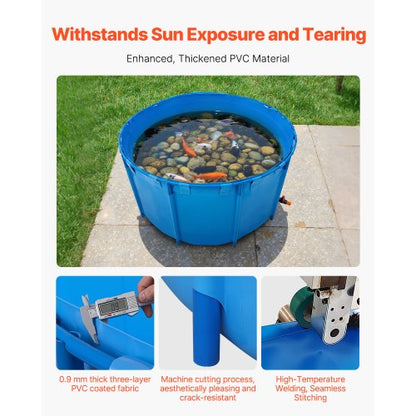 Canvas Fish Pond Upland Fish Aquarium 818 Gallon Round Koi Pond (Blue)