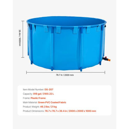 Canvas Fish Pond Upland Fish Aquarium 818 Gallon Round Koi Pond (Blue)