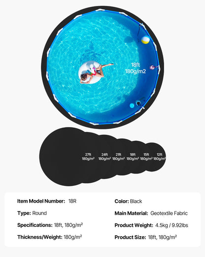 18ft Round Pool Liner Pad for Above Ground Pools for Heavy Pool Mat