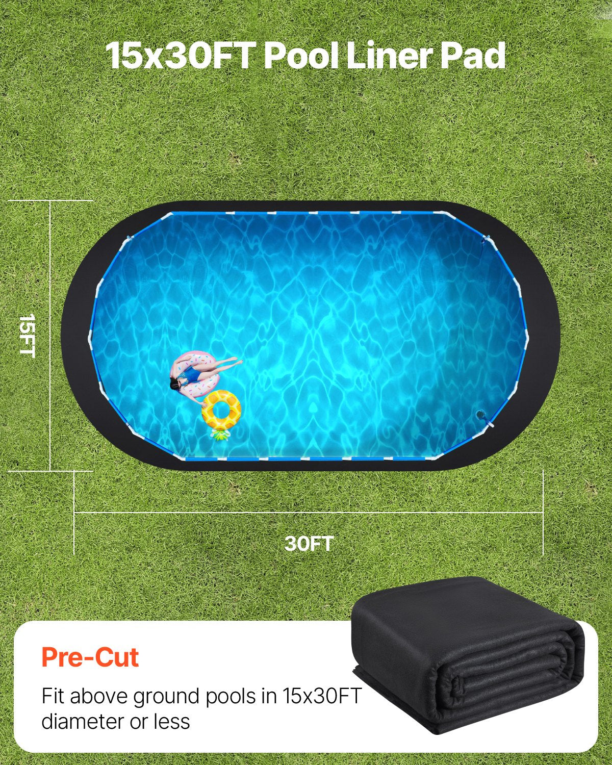 15x30 ft Oval Pool Liner Pad for Above Ground Pools Heavy Duty Pool Mat