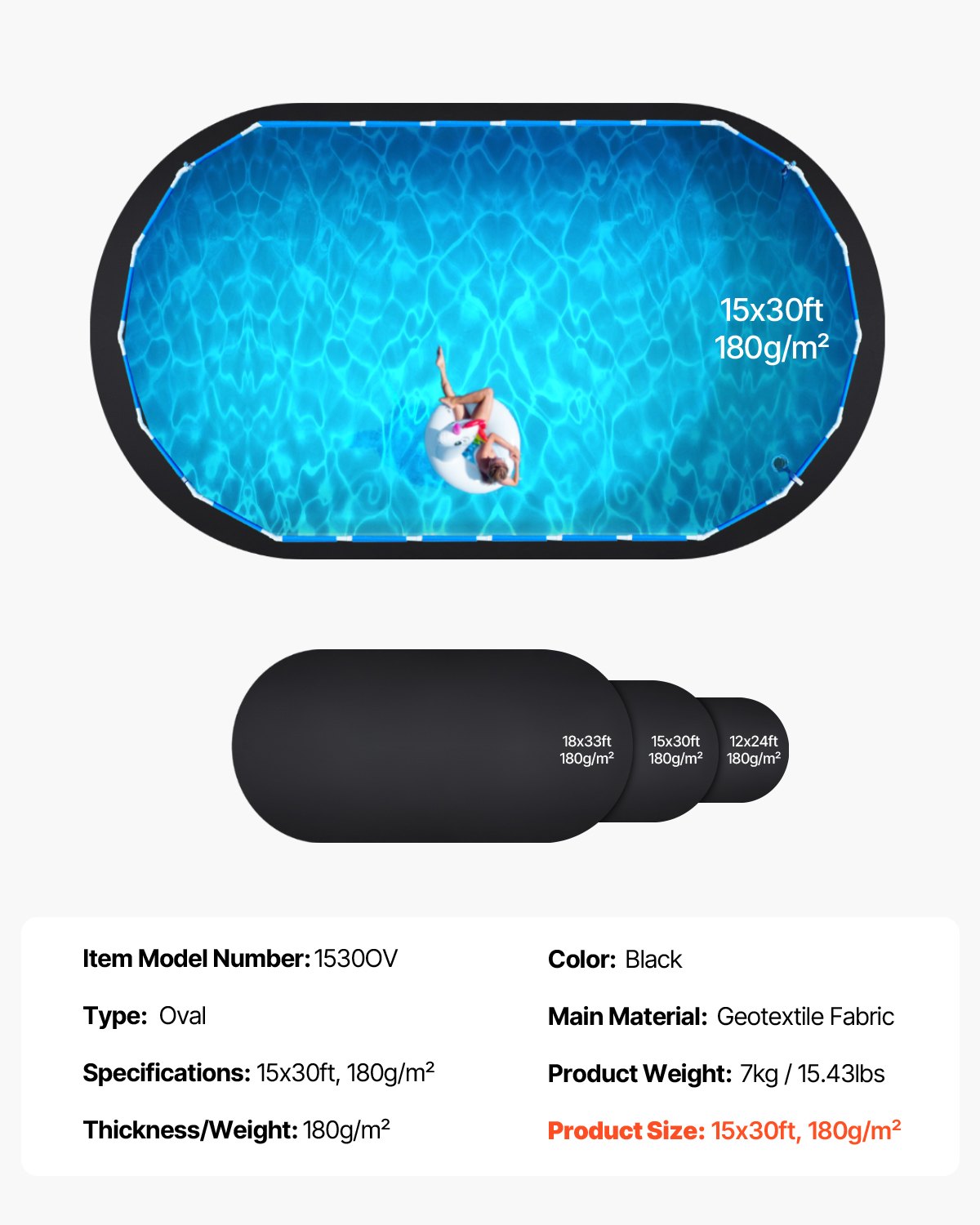 15x30 ft Oval Pool Liner Pad for Above Ground Pools Heavy Duty Pool Mat