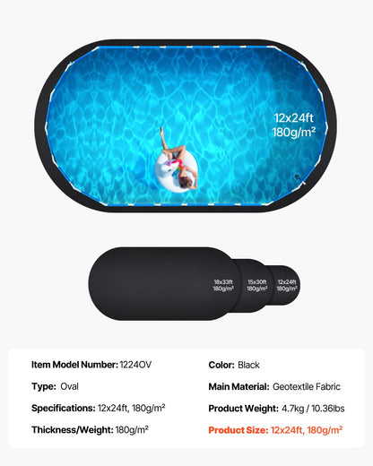 12x24 ft Oval Pool Liner Pad for Above Ground Pools Heavy Duty Pool Mat