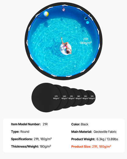 21ft Round Pool Liner Pad for Above Ground Pools Heavy Duty Pool Mat