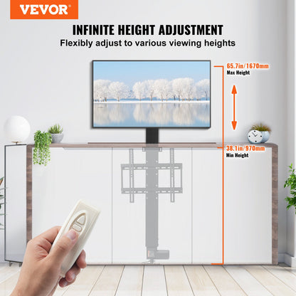 Motorized TV Lift Stroke 28 inches Motorized TV Mount Fits 26-57 inch TV Lift with Remote Control Height Adjustable 28 inches Load Capacity 132 Lbs