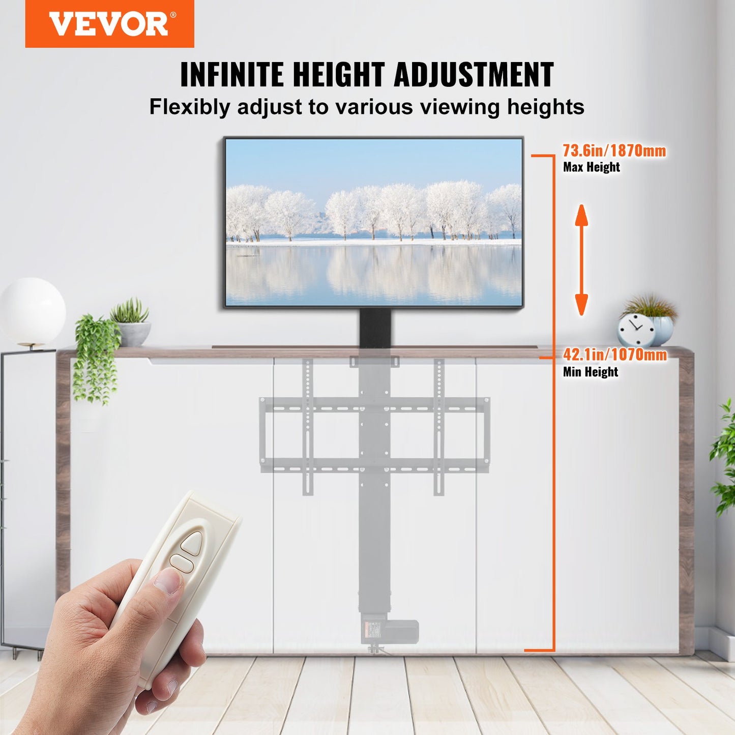 TV Lift Stand Motorized TV Auto Lift Monteringsfäste för 26"-60" Flat Screen LCD/LED/OLED Plasma TV Heavy Duty Electric TV Mount Motorized TV Lift