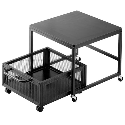 Mini Kylskåpsställ 198lbs med förvaringsvagn och svängbara hjul Svart