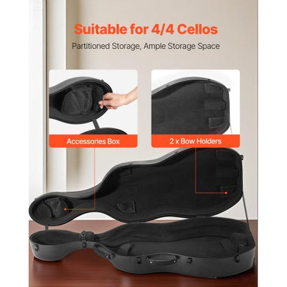Portable Composite Carbon Fiber 4/4 Full Size Cello Case Carrying Bag