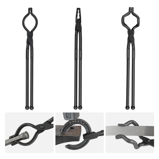 Blacksmith Tongs, 18” 3 STS, V-Bit Bolt Tongs, Wolf Jaw Tongs och Z V-Bit Tongs, Carbon Steel Forge Tong med A3 stålnitar, för nybörjare och erfarna smeder, klingsmeder och hantverkare