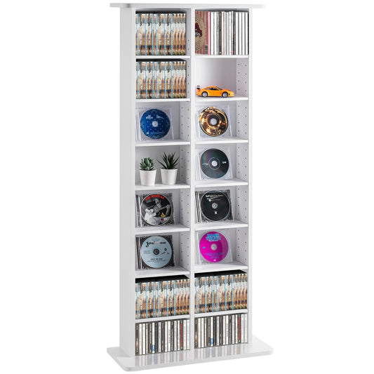 Media Storage Cabinet 8 Lager Justerbara DVD-hyllor Rymmer 464 CD-skivor Vita