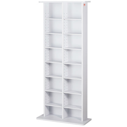 Media Storage Cabinet 8 Lager Justerbara DVD-hyllor Rymmer 464 CD-skivor Vita