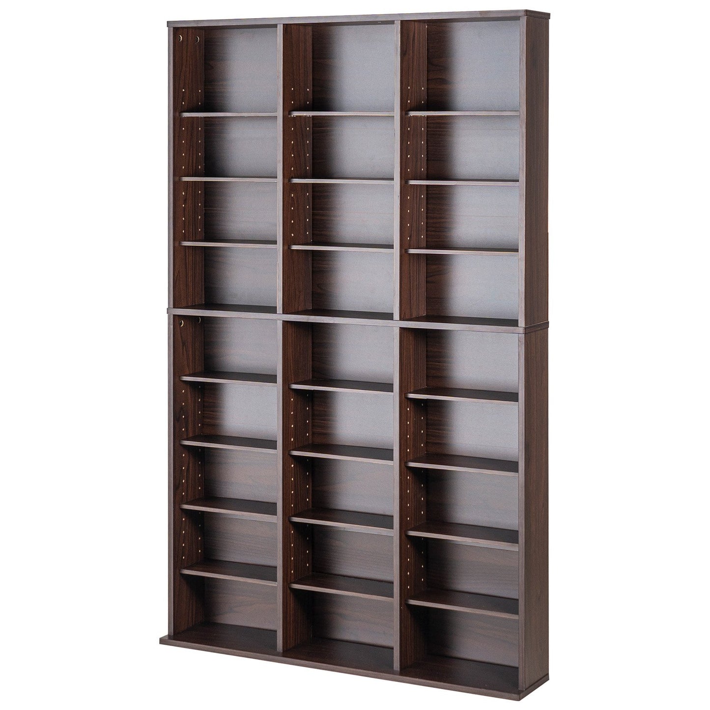Media Storage Cabinet 9 Layers Adjustable DVD Shelves 756 CDs Espresso