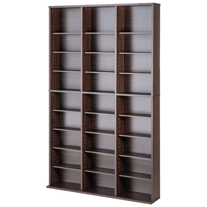Media Storage Cabinet 9 Layers Adjustable DVD Shelves 756 CDs Espresso