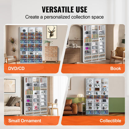 Media Storage Cabinet 9 lager Justerbara DVD-hyllor Rymmer 756 CD-skivor Vita