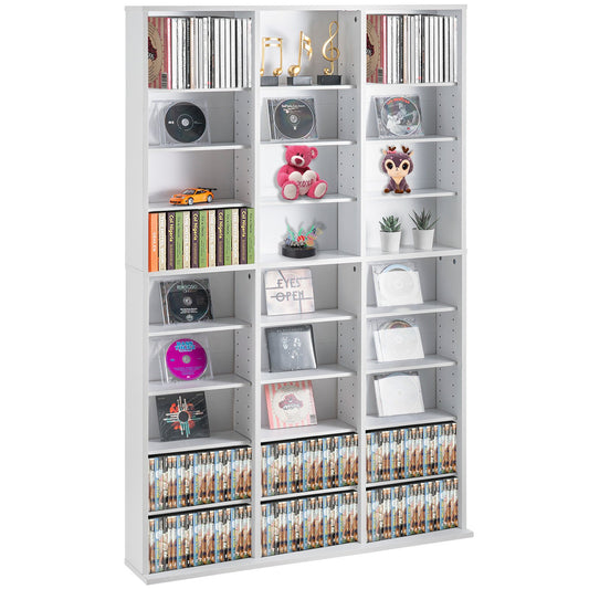 Media Storage Cabinet 9 lager Justerbara DVD-hyllor Rymmer 756 CD-skivor Vita