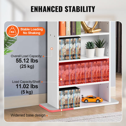 Media Storage Cabinet 5 lager Justerbara DVD-hyllor Rymmer 240 CD-skivor Vita